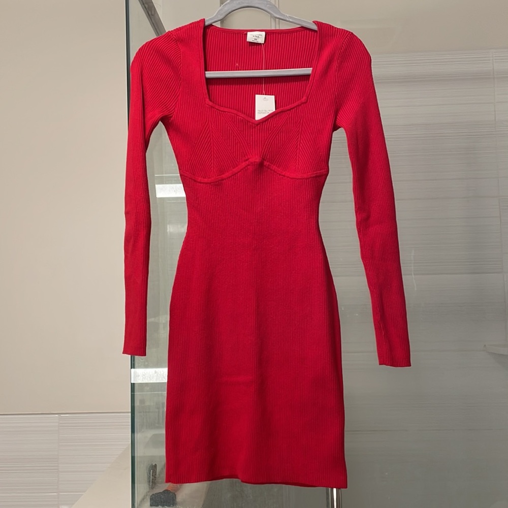 Abercrombie Tight Knit Dress, Red, Size XXS Tall